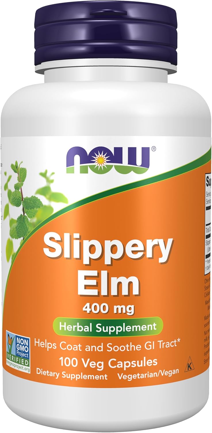 Now Foods Olmo Americano (Slippery Elm) - 100 Cápsulas de 400 mg