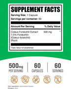 BulkSupplements.com Coleus Forskohlii Extract Cápsulas - Suplemento de Forskolina, 60 Cápsulas