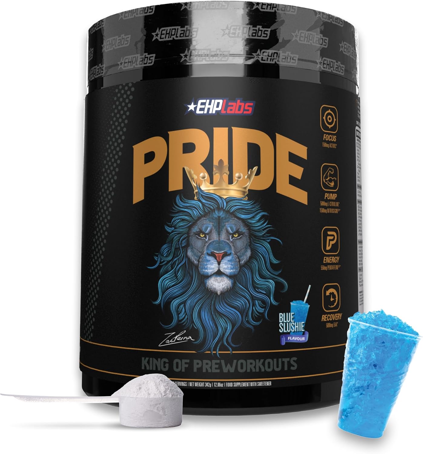 EHP Labs Pride Pre Workout - Pre-entreno en Polvo Sin Azúcar con Cafeína y BCAA (40 Servicios, Blue Slushie)