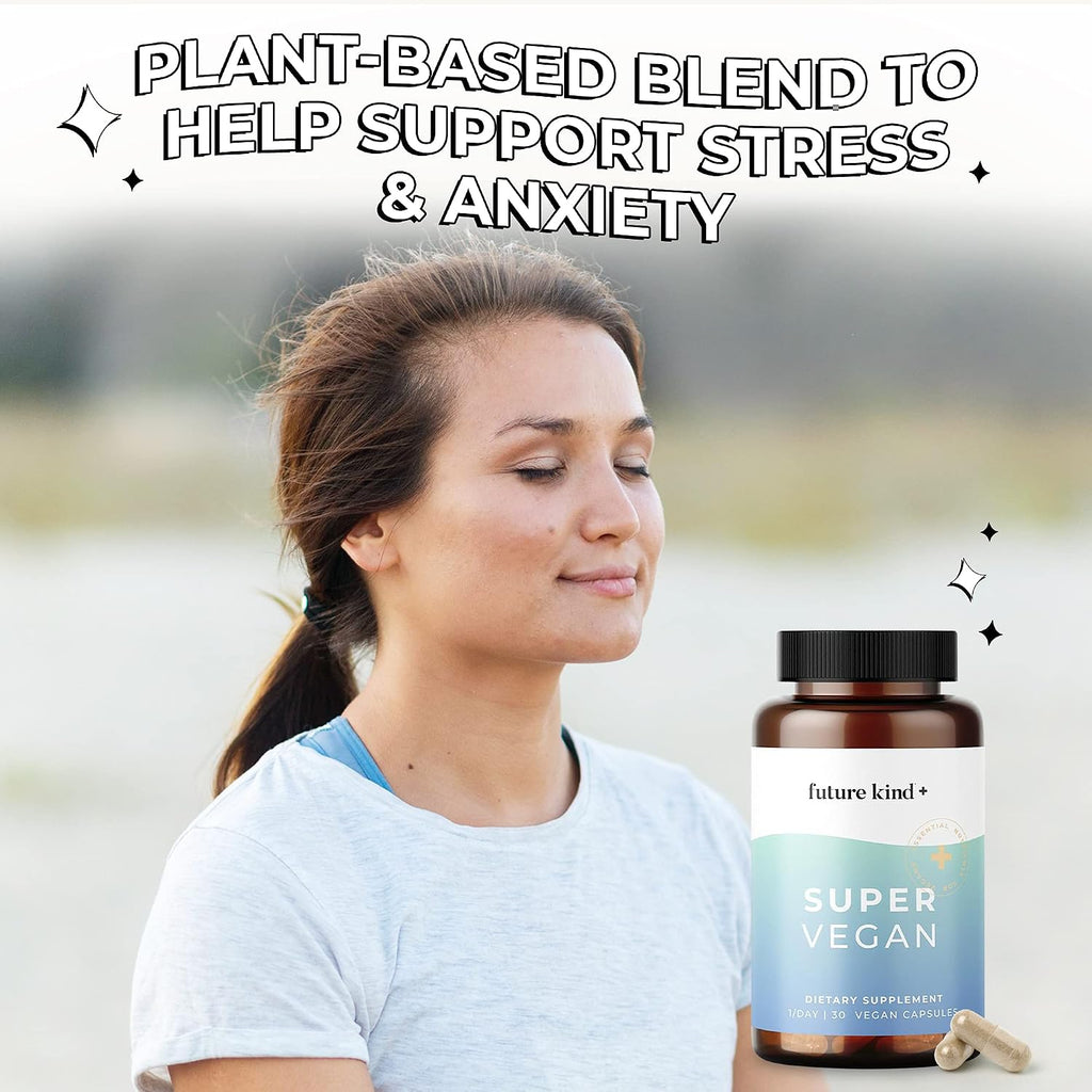 Future Kind - Super Vegan Formula con Melisa, Ashwagandha y Rhodiola, 30 Cápsulas