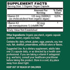 PlantFusion Organic Vegan Vitamin D3 + K2 5,000 UI, 50 mcg – 60 Cápsulas
