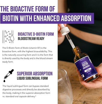Biotina Líquida 10.000 mcg – Gotas – La biotina contribuye al mantenimiento de la piel en condiciones normales. – Image 5