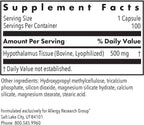 Allergy Research Group ARG Hypothalamus - Suplemento Glandular de Hipotálamo Bovino Liofilizado, 500 mg, 100 Cápsulas