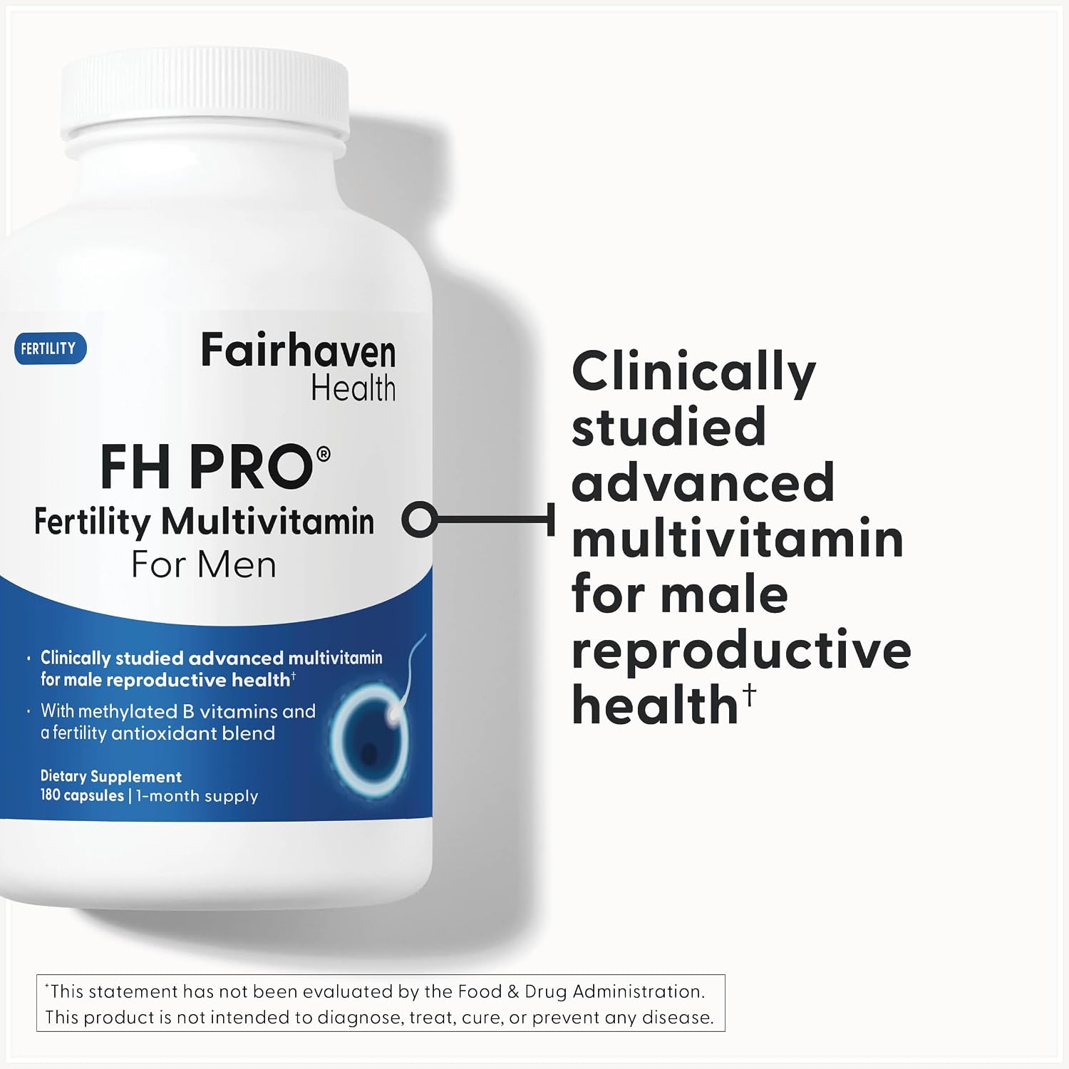 FH Pro for Men - Suplemento de Fertilidad Masculina con L-carnitina, Zinc y CoQ10 | 180 Cápsulas