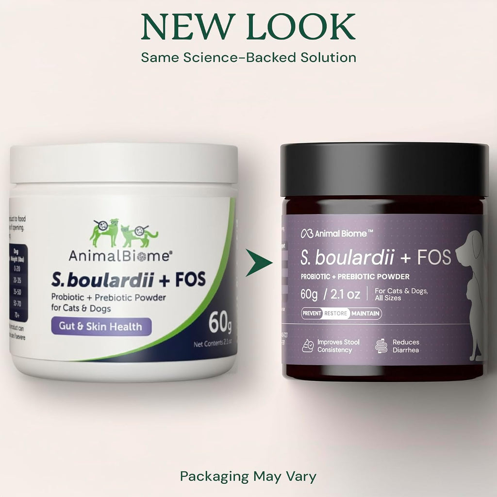 Animal Biome Probióticos para Perros y Gatos, Gut Rescue, S. Boulardii + FOS en Polvo 30g | 50 Dosis