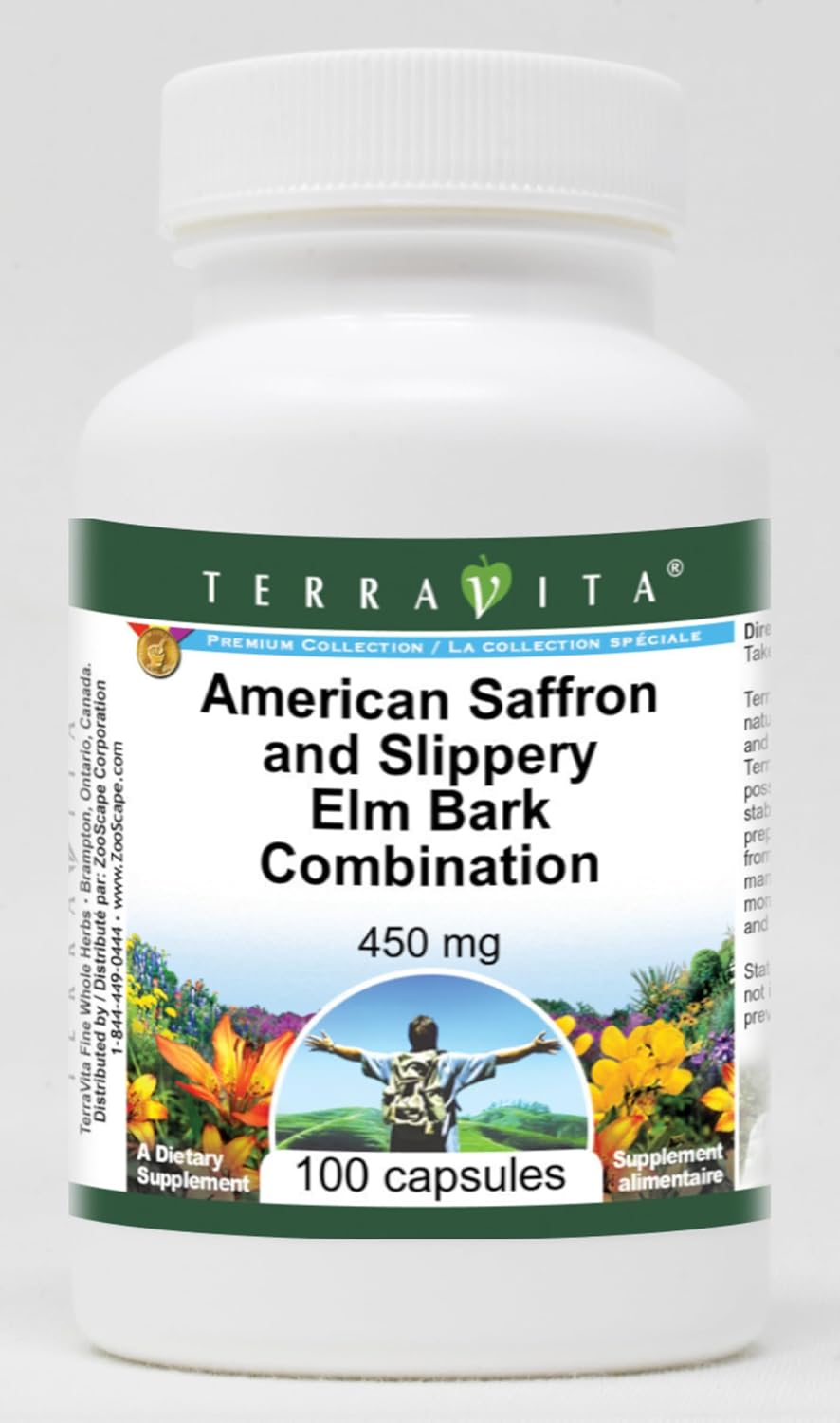 Combinación de azafrán americano y corteza de olmo resbaladizo 450 mg, 100 cápsulas