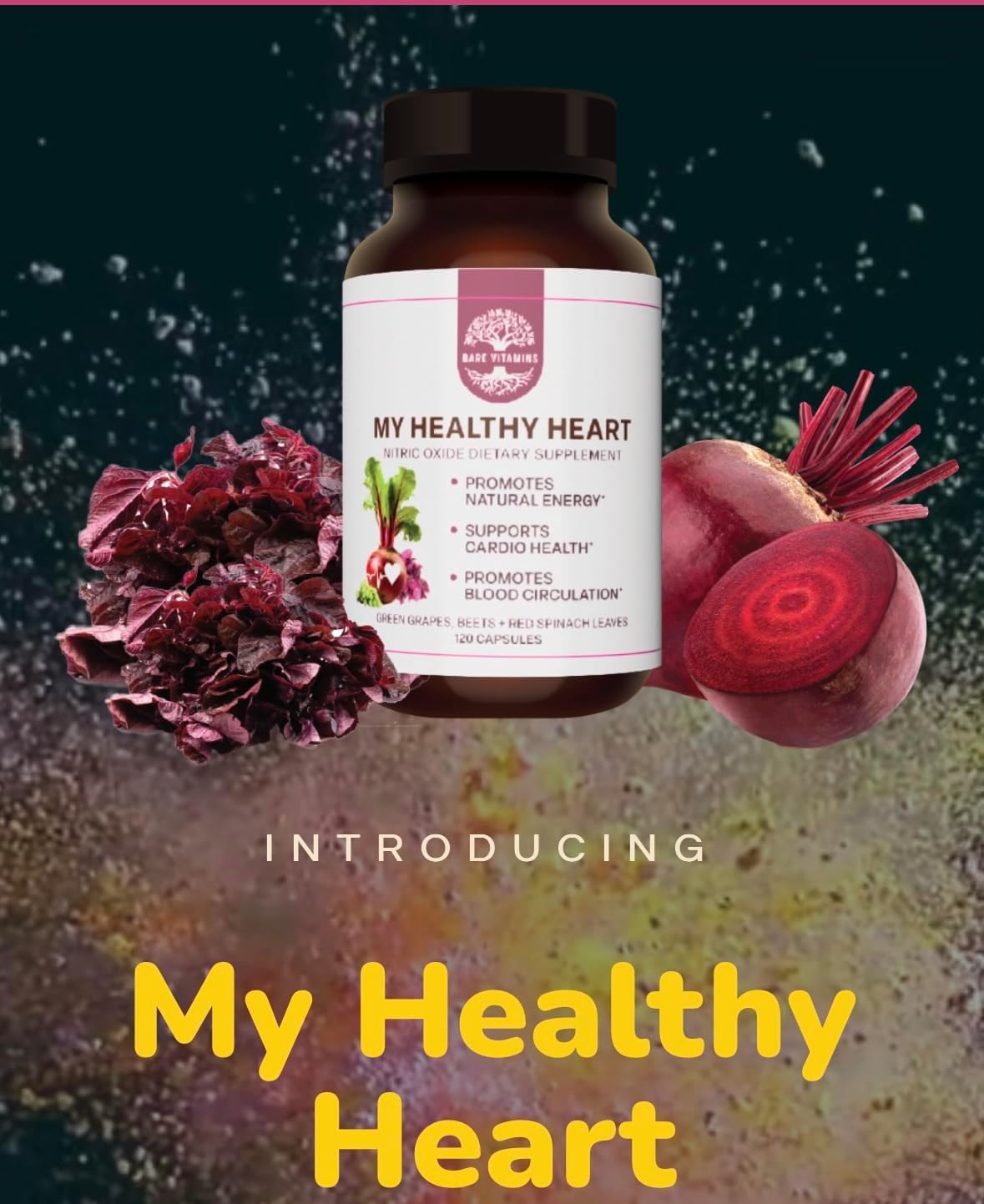 BARE VITAMINS My Healthy Heart, Suplemento de Óxido Nítrico, 120 Cápsulas
