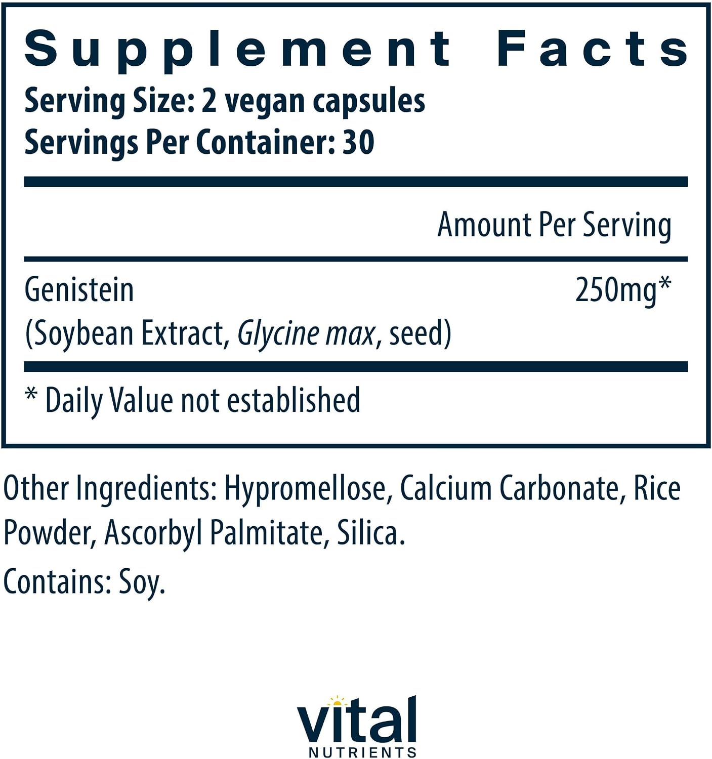 Vital Nutrients Genistein - 60 Cápsulas - Complemento Vegano