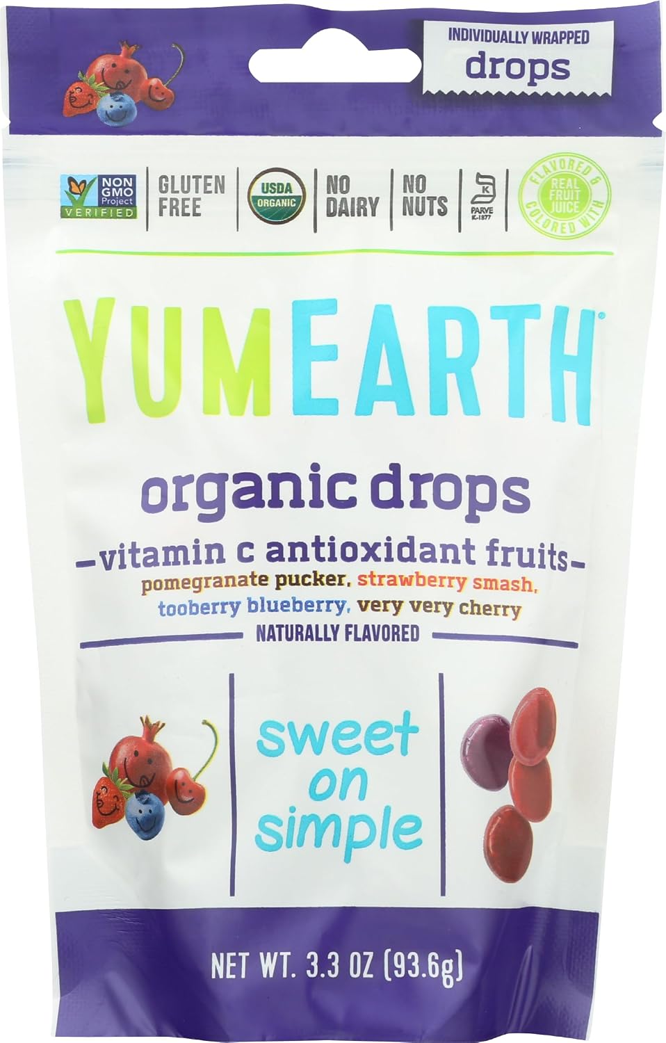 Yummy Earth Vitamin C Orgánica Antioxifruits - Gotas, 3.3 oz