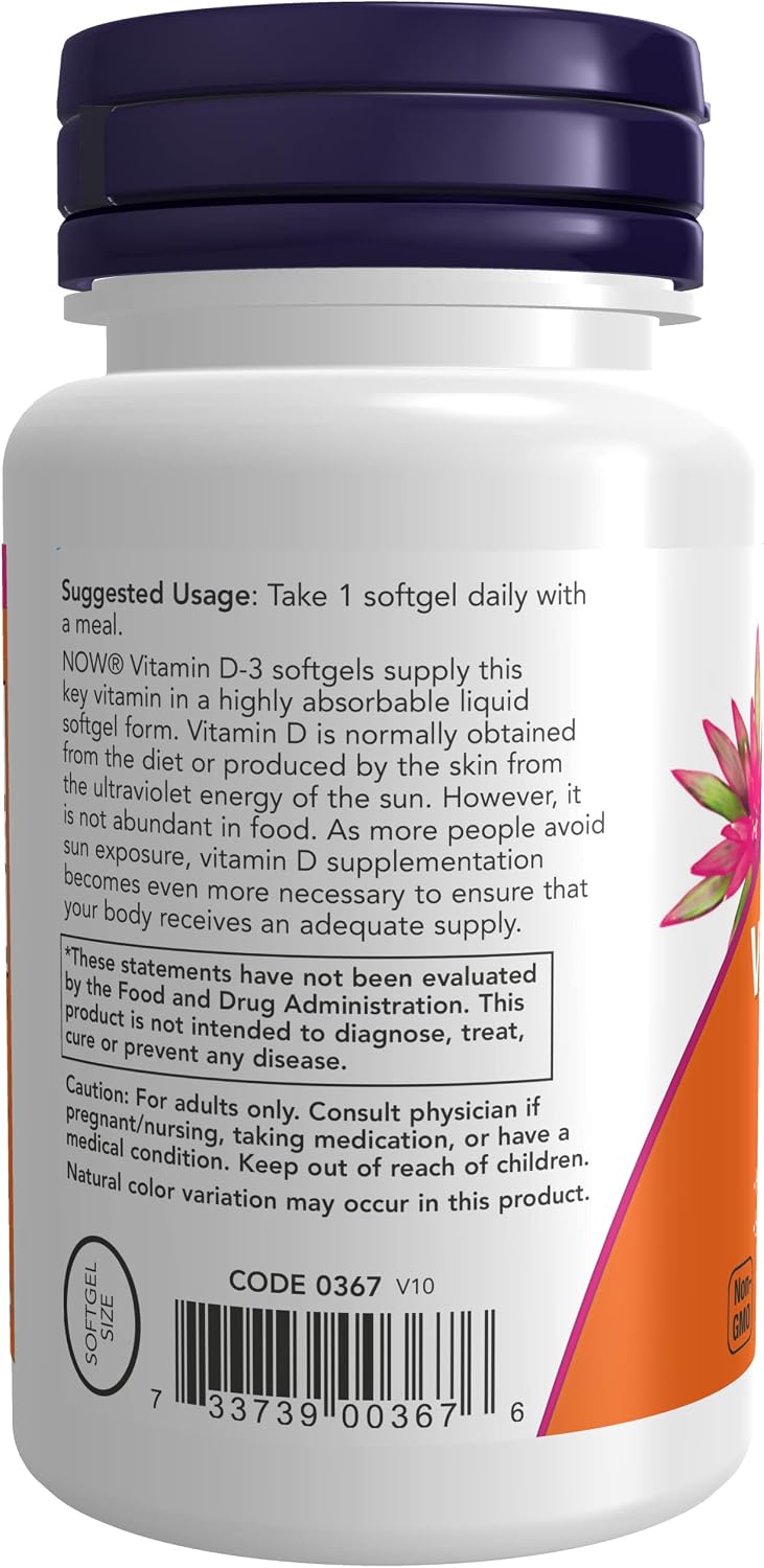 NOW Foods Vitamina D 2000 UI 120 cápsulas blandas