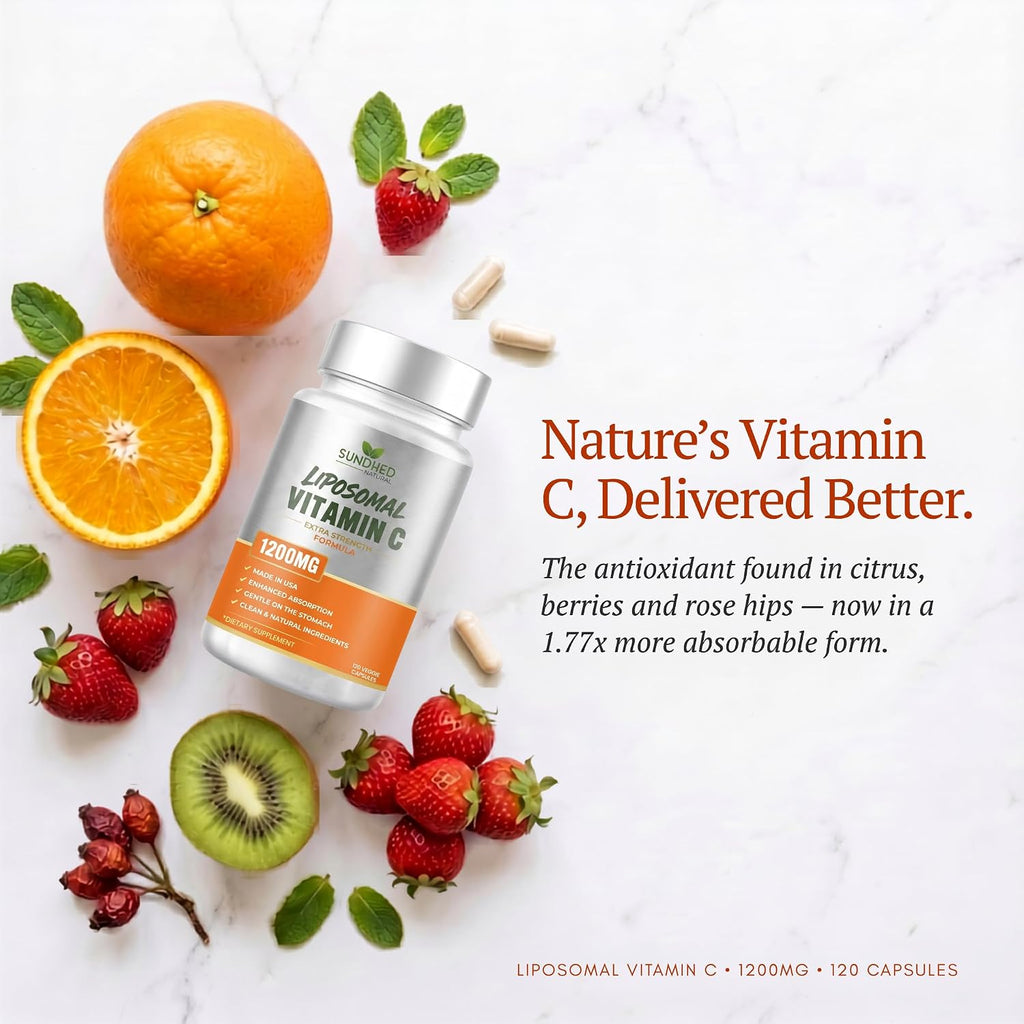 Sundhed Natural Vitamina C Liposomal Pura - 1200 mg por dosis, 120 Cápsulas (2 Meses)