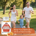GKOKG Vitamina D3 K2 Gominolas Veganas - 1000 UI D3 + 200 mcg MK7 - Apoyo para Huesos, Corazón, Músculos e Inmunidad - 60 Gominolas Sabor Naranja