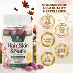 Biotina 5000mcg por dosis - Complejo con Colágeno, Aceite de Argán y Ácido Hialurónico - Suplemento de Belleza para Mujeres y Hombres - 60 Cápsulas Blandas