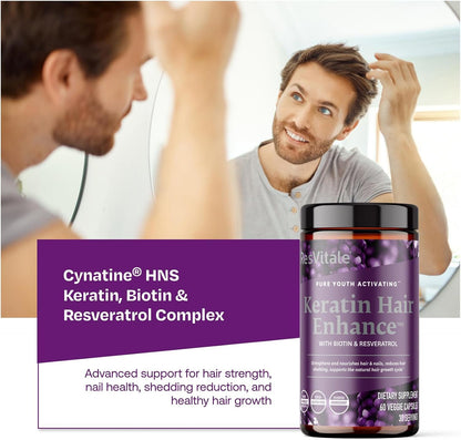 ResVitáale Keratin Hair Enhance - Suplemento de Queratina para el Crecimiento del Cabello - 60 Cápsulas – Image 5