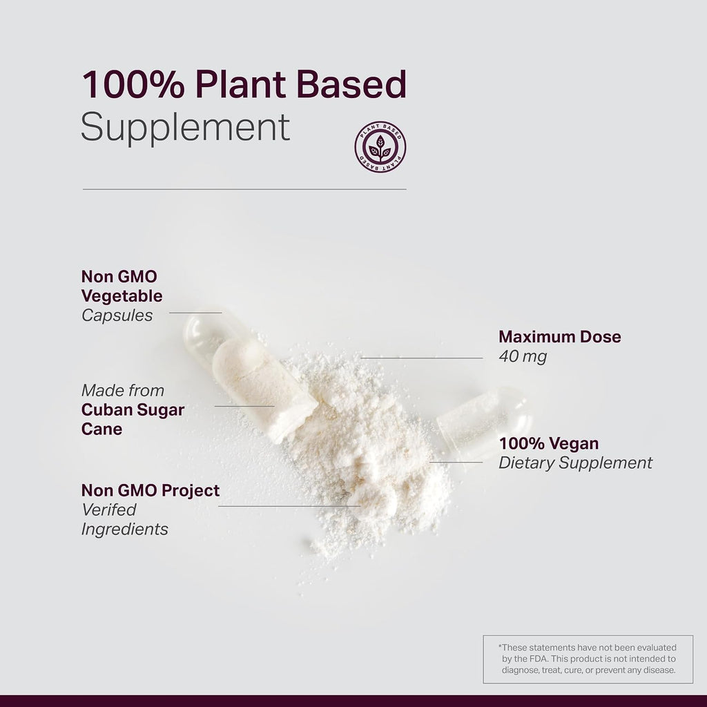 Anew Vita Policosanol 40 mg - 120 Cápsulas Vegetales - Complemento Alimenticio de Policosanol de Caña de Azúcar Cubana - No GMO, Sin Gluten