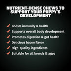 Bully Max 2-en-1 Vitaminas para Cachorros, 75 Masticables Suaves para Inmunidad y Crecimiento - Suplemento Multivitamínico para Perros con Probióticos y Calostro