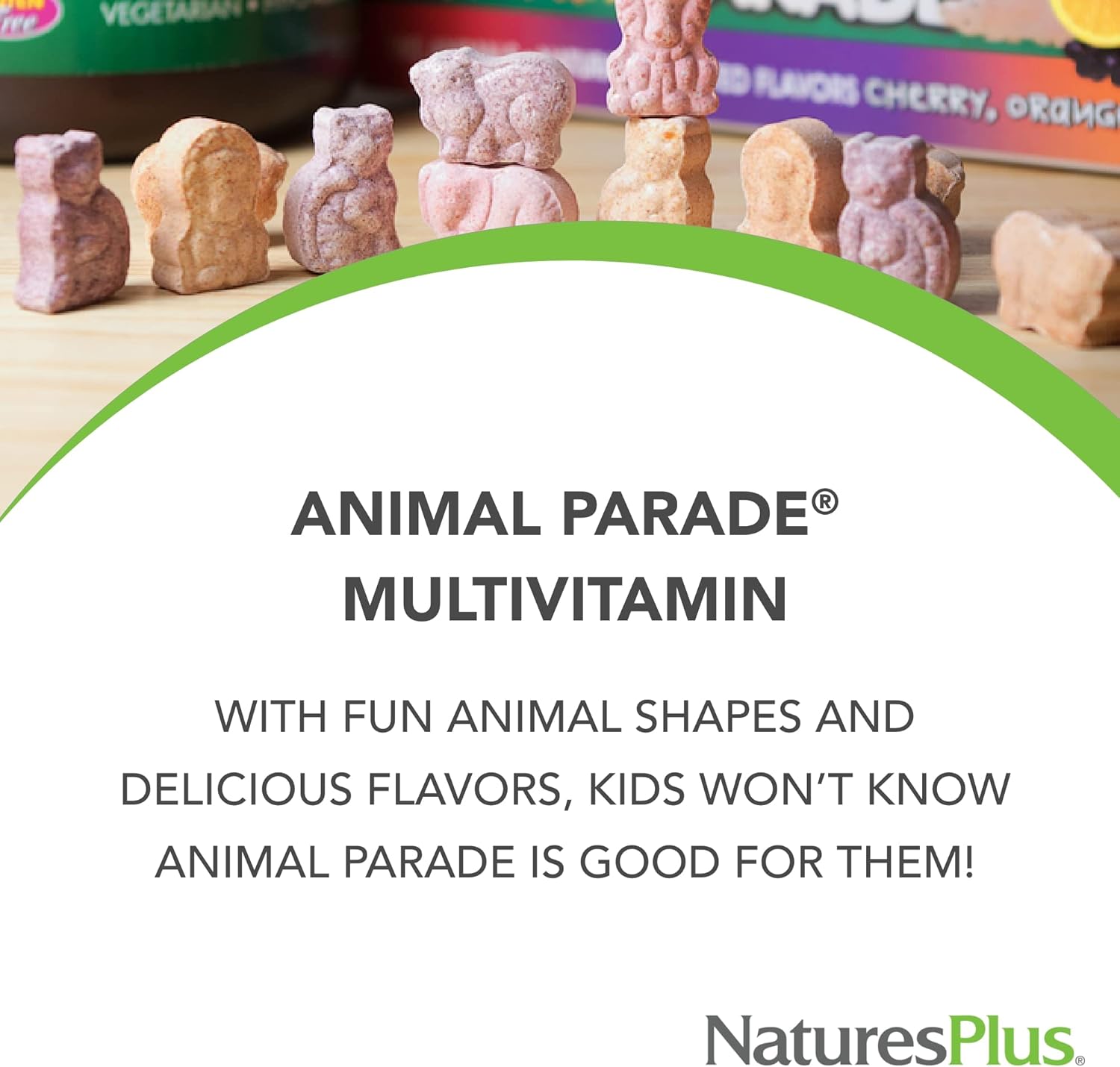 NaturesPlus Animal Parade Multivitamin Chews for Children, Watermelon - 180 Animal Shaped Tablets - Vegan, Gluten Free