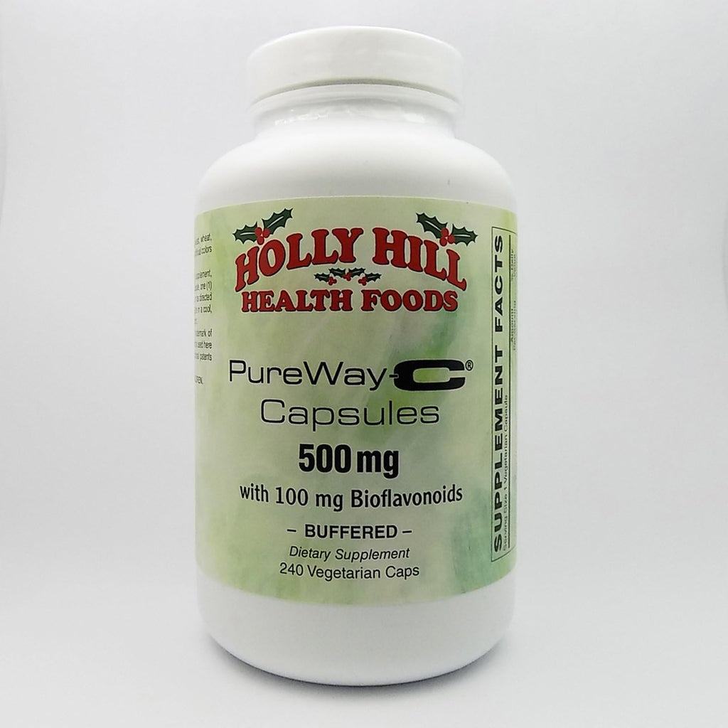 Holly Hill Health Foods, PureWay-C 500 mg con 100 mg de Bioflavonoides, Tamponada, 240 Cápsulas Vegetarianas (8 Meses de Suministro)