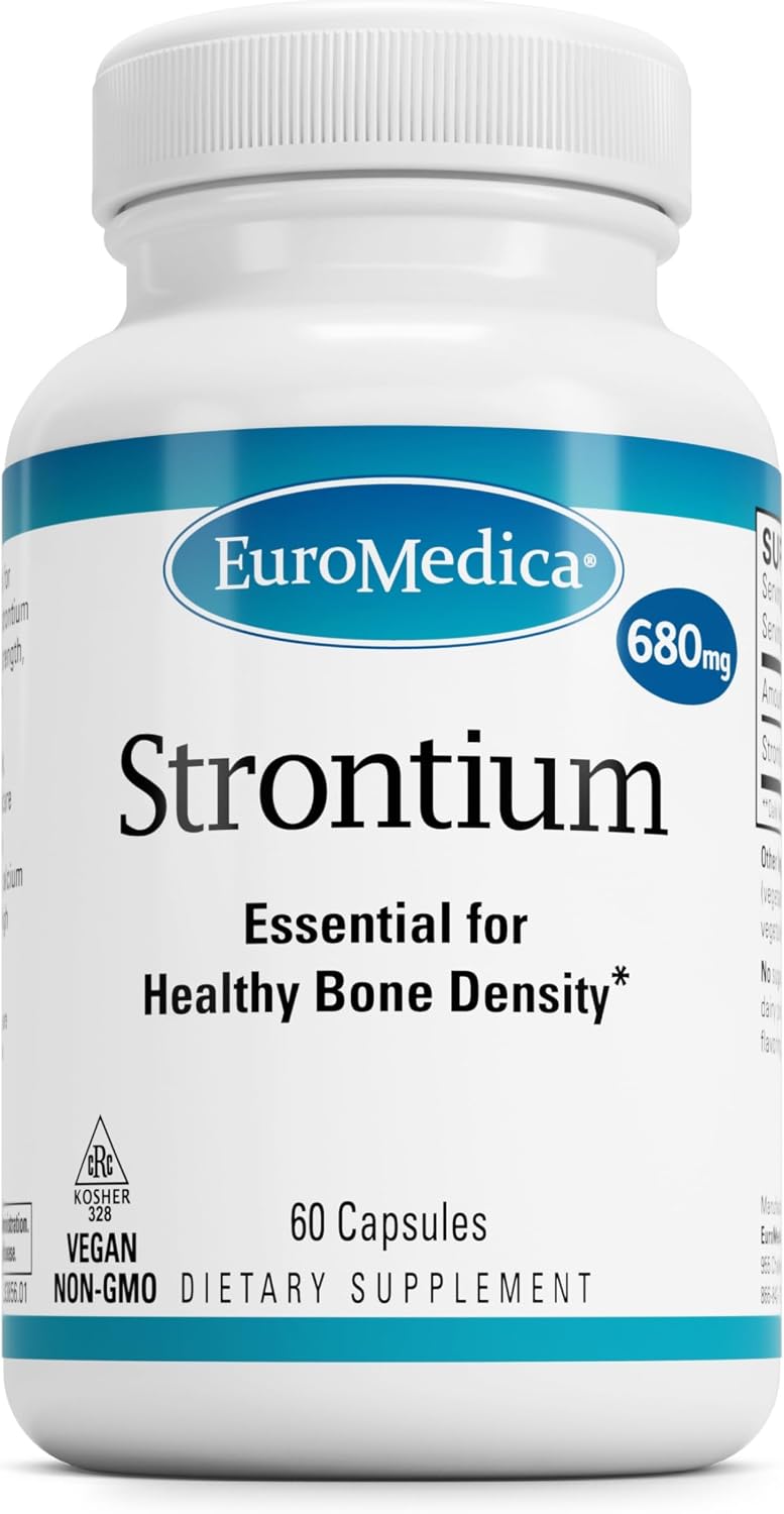EuroMedica Citrato de Estroncio - Suplemento para la Salud Ósea - 60 Cápsulas Veganas