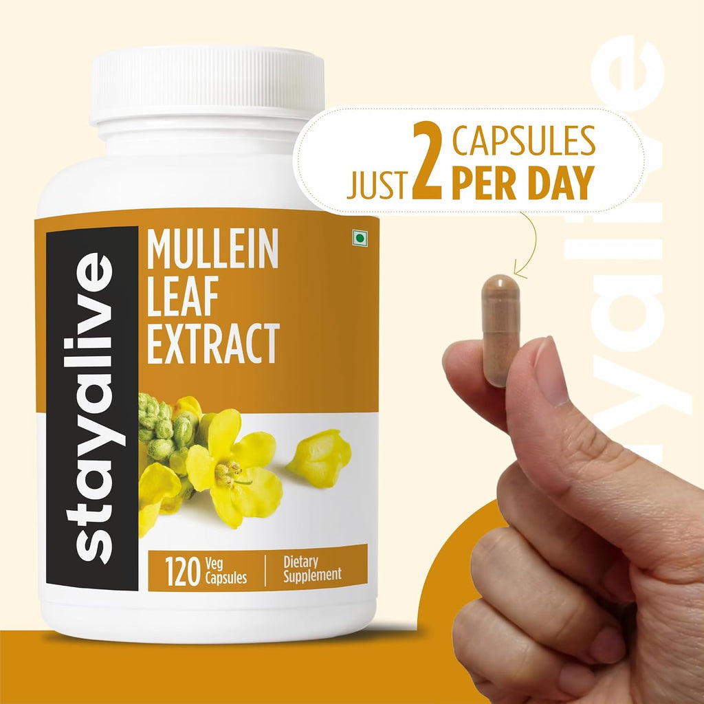 Extracto de Hoja de Gordolobo 1000mg (10:1), 120 Cápsulas Veganas - STAY ALIVE