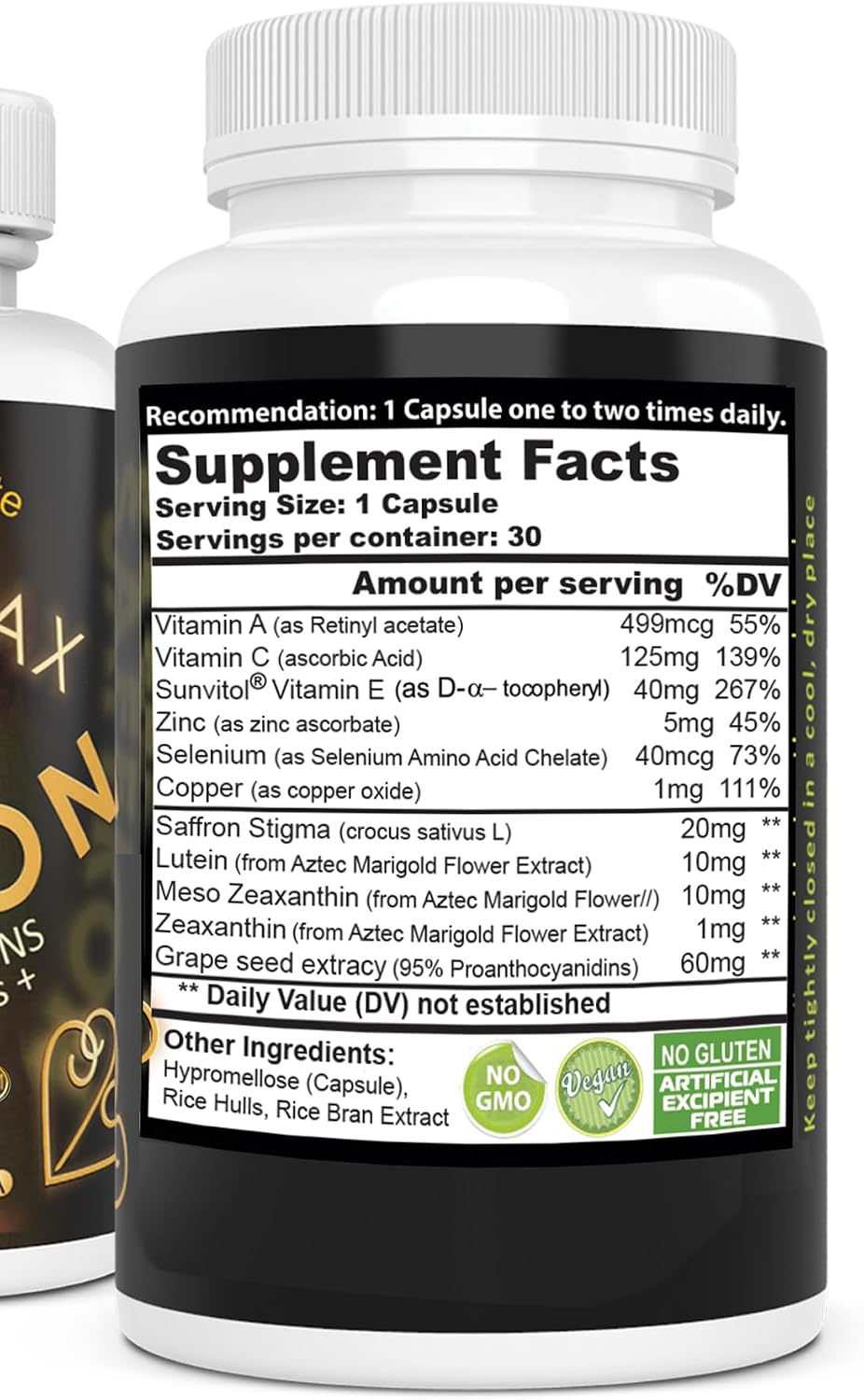 EXIR Vitaminas para los Ojos – Suplemento Nutricional para la Salud Visual, 60 Cápsulas