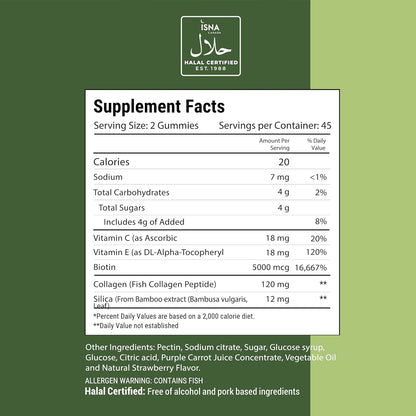 Noor Vitamins Halal Hair Vitamins – Biotina, – La biotina contribuye al funcionamiento normal del sistema nervioso. – Image 2