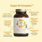 PURE SYNERGY Super B-Complex | Complejo de vitamina B elaborado con alimentos integrales ecológicos | Suplemento vegano con vitamina B12, niacina y folato naturales | para energía, concentración y estado de ánimo (60 comprimidos)