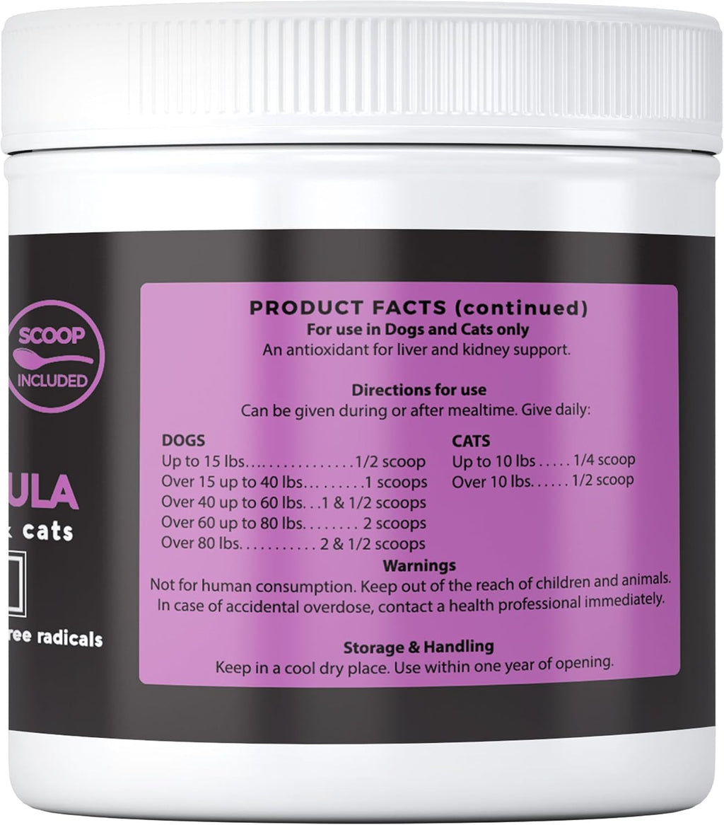 Milk Thistle for Dogs & Cats. Suplemento Hepático con Pollo Real. Desintoxicación de Hígado y Riñones. Frasco Grande de 85 gramos.