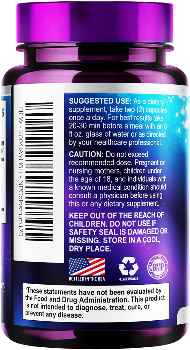 Nature's Peak Calostro Bovino 1000mg con 20% Inmunoglobulinas (IgG) - 120 Cápsulas