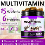 15-in-1 Multivitamínico para Perros con Glucosamina y Probióticos - Masticables Naturales Sabor Pato, 150 Piezas