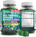 Gominolas de Sea Moss Multiminerales - Aceite de Semilla Negra, Ashwagandha, Saúco - Sabor Manzana Verde