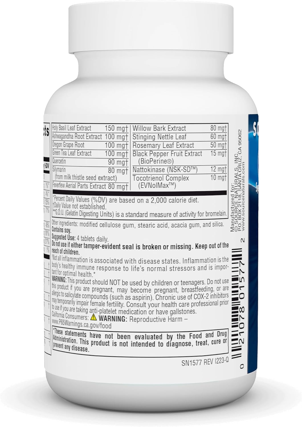 Source Naturals Inflama-Rest - Mezcla herbal y mineral con cúrcuma, boswellia, jengibre, quercetina - 30 comprimidos