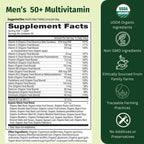 EarthFirst Organic Multivitamínico Diario para Hombres 50+ - 19 Vitaminas de Hierbas y Superalimentos, Apoya la Salud Prostática, Energía y Huesos Fuertes - 60 Comprimidos