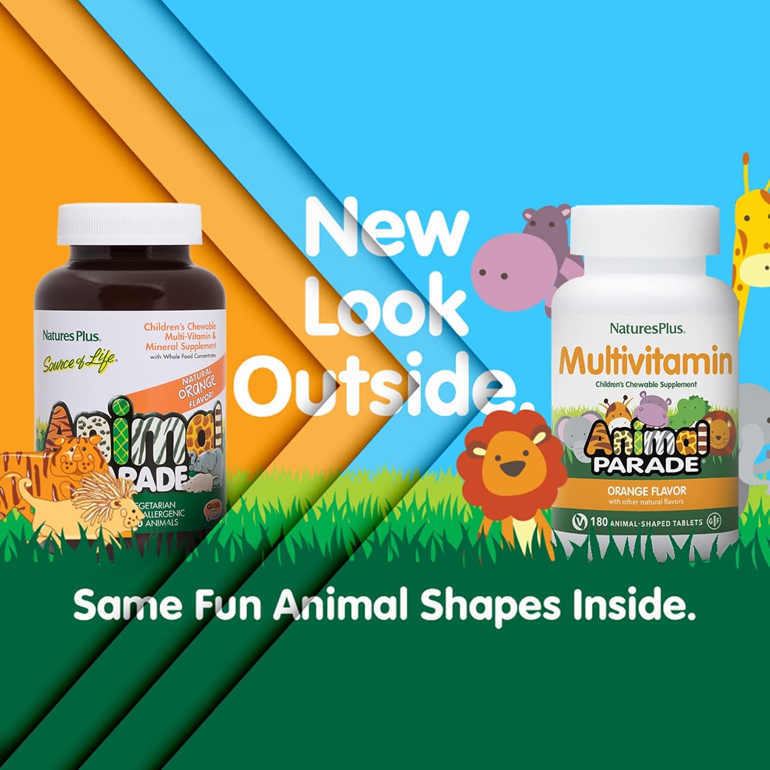 NaturesPlus Animal Parade Multivitamínico Masticable para Niños - Sabor Naranja - 180 Comprimidos