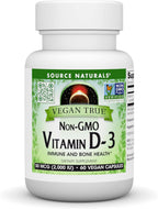 Source Naturals Vegan True Vitamina D3 2000 UI – 90 Cápsulas (Vegano, No-GMO, de Algas)