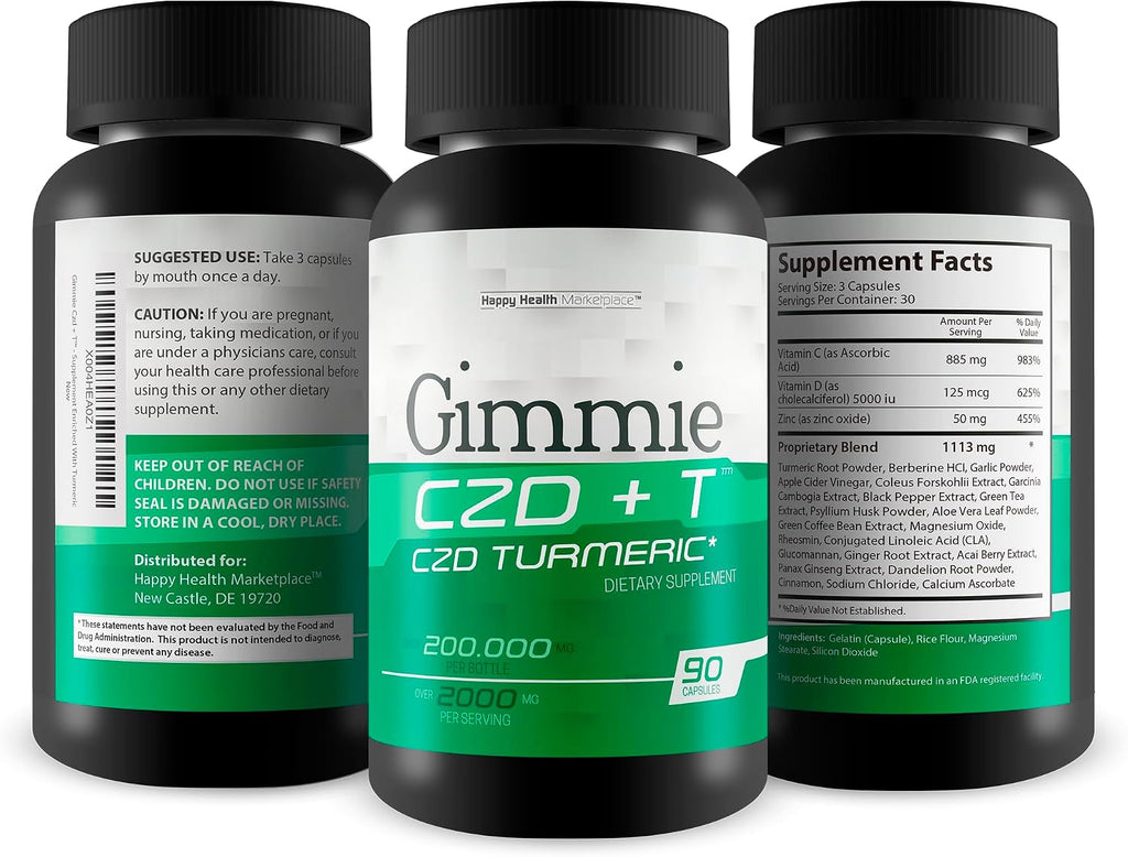 Gimmie CZD + T Cápsulas – Complejo Inmunológico con Vitamina C, D, Zinc, Magnesio y Cúrcuma