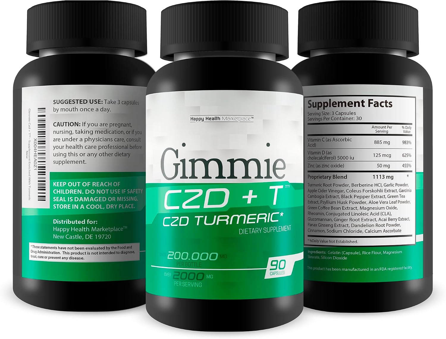 Gimmie CZD + T Cápsulas – Complejo Inmunológico con Vitamina C, D, Zinc, Magnesio y Cúrcuma