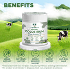 Bovine Colostrum Supplement Powder 50% IgG Premium Bovine Colostrum for Gut Health Support, Immune Support, Muscle Recovery & Overall Wellness, Grass Fed, Non-GMO, Unflavored, 60 Servings