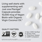 Sports Research Biotina 10.000 mcg con Aceite de Coco Orgánico - 120 Cápsulas Vegetales
