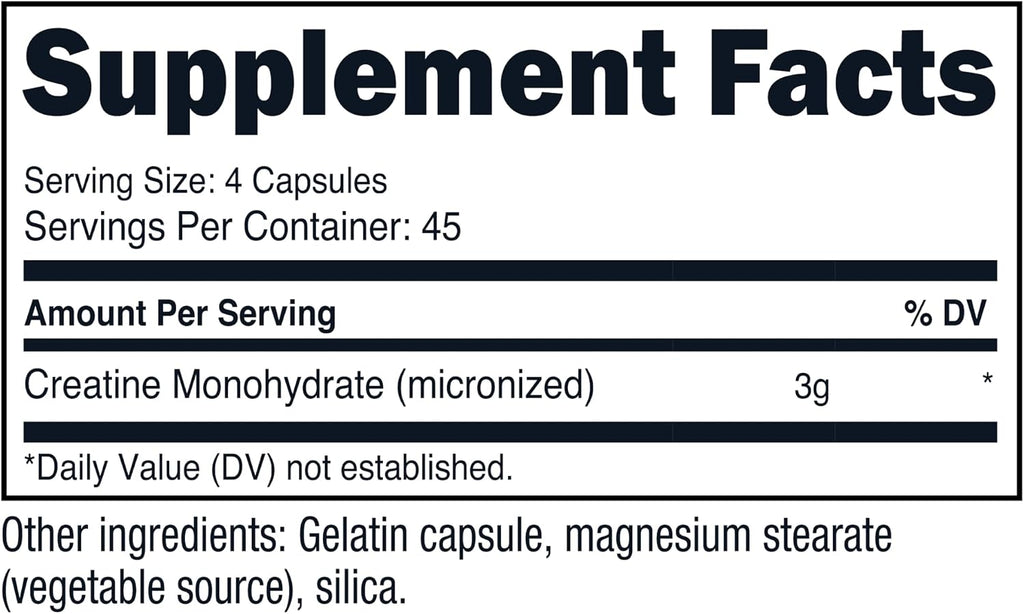 Nutricost Creatine Monohydrate 3000mg, 180 Cápsulas (750mg por Cápsula) - Sin Gluten, No GMO