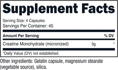 Nutricost Creatine Monohydrate 3000mg, 180 Cápsulas (750mg por Cápsula) - Sin Gluten, No GMO – Image 6