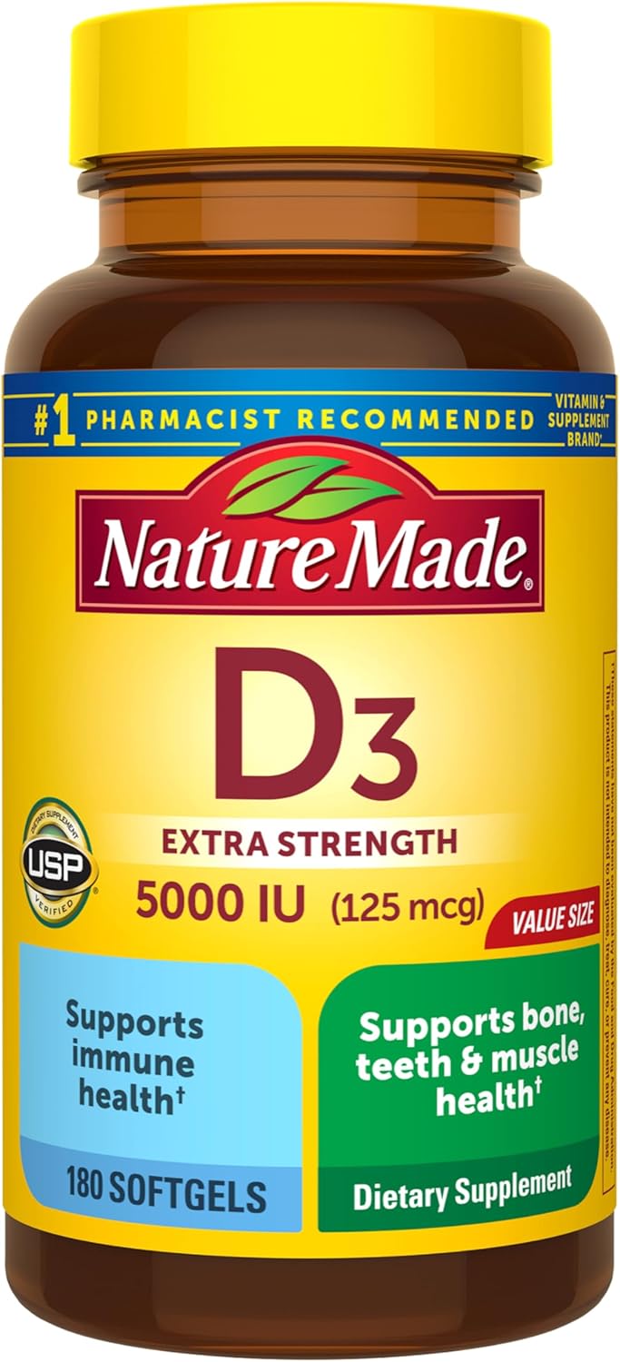 Nature Made Vitamina D3 5000 UI (125 mcg) – 90 Cápsulas Blandas
