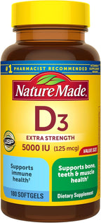 Nature Made Vitamina D3 5000 UI Suplemento - 100 Cápsulas Blandas