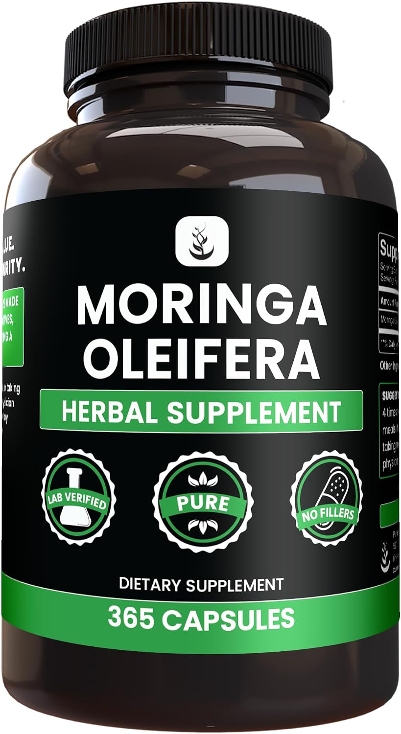 PURE ORIGINAL INGREDIENTS Moringa (365 Cápsulas) Sin Magnesio ni Rellenos, Siempre Puro