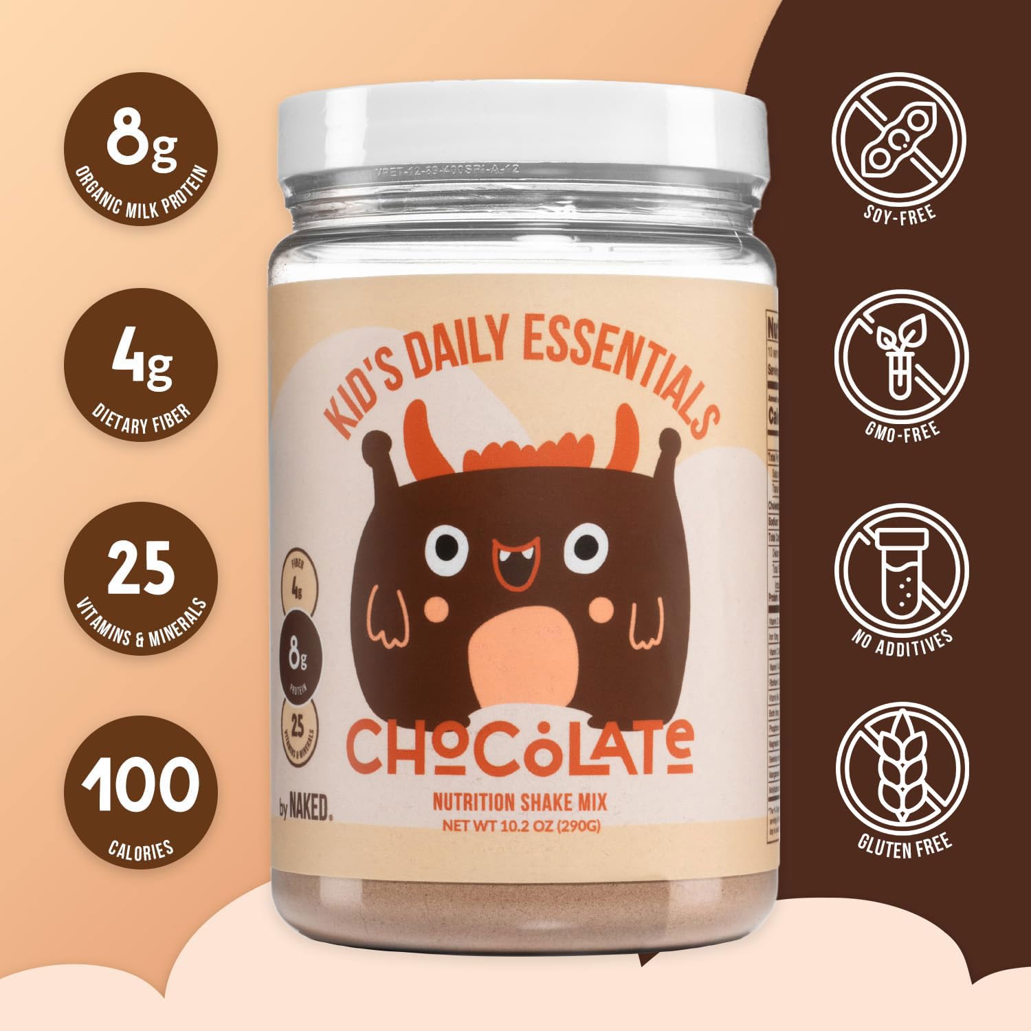 Naked Chocolate Kids Daily Essentials - Batido Proteico Orgánico para Niños con Vitaminas y Minerales