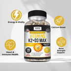 Kaya Naturals Vitaminas K2 con D3 5000IU Suplemento para Hombres y Mujeres - Cápsulas Fáciles de Tragar con Bioperina (180 Cápsulas)