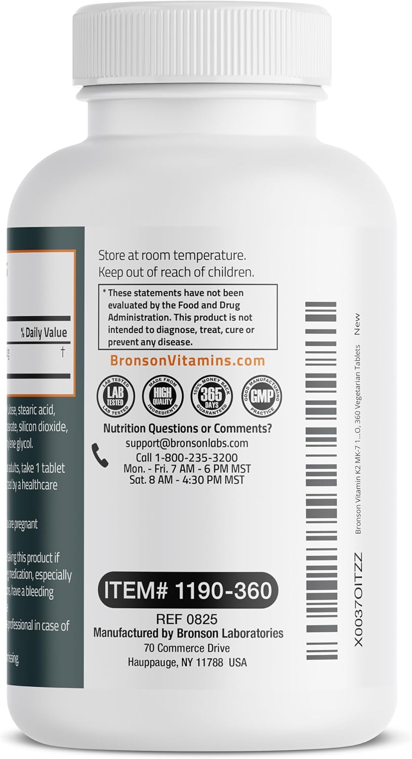 Bronson Vitamina K2 MK-7 100 mcg | 360 Comprimidos | Apoyo Óseo