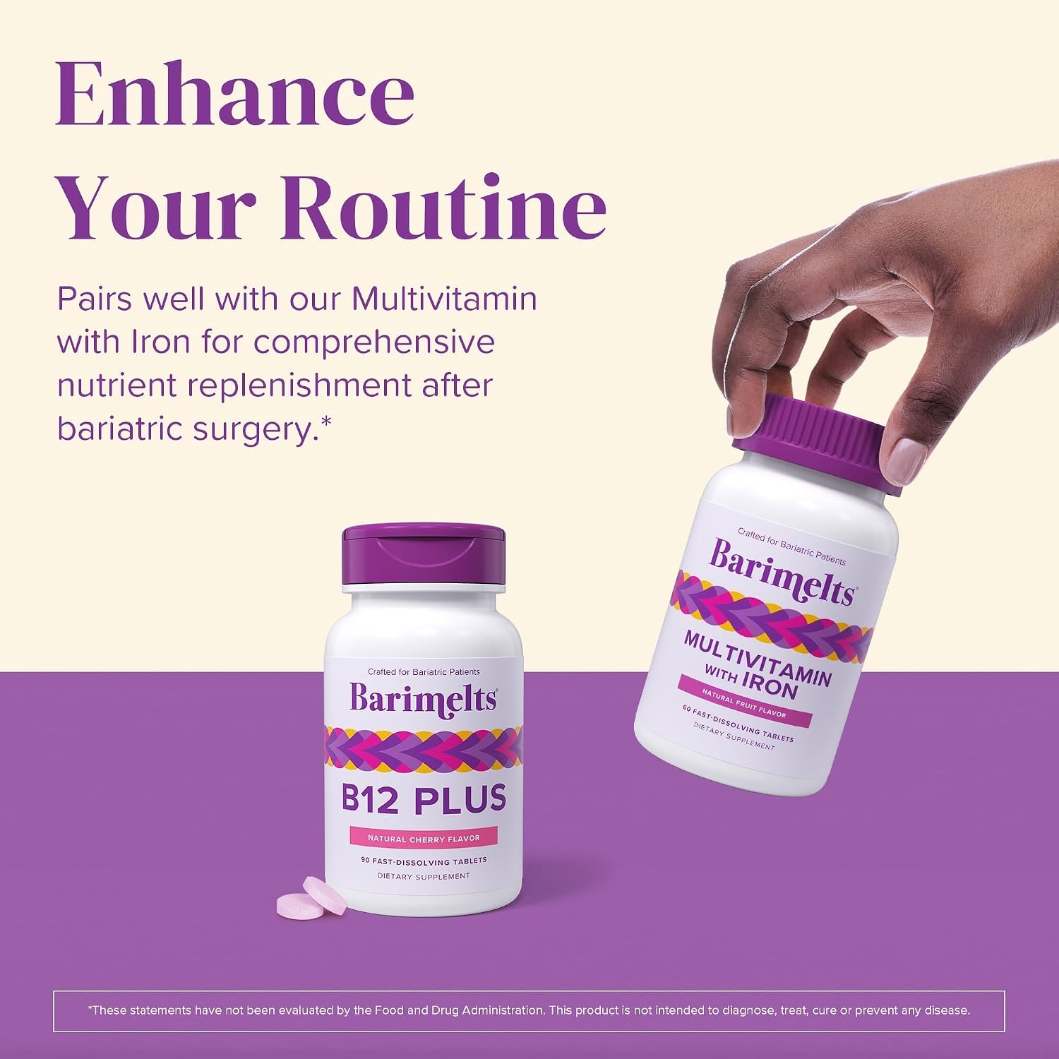 BariMelts Vitamin B12 Plus, 90 Comprimidos de Disolución Rápida (Suministro para 3 Meses)