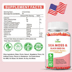OALSE Gominolas de Sea Moss 8 en 1 - 1800mg Musgo Marino, Clorofila, Vitamina C, D3 y Zinc
