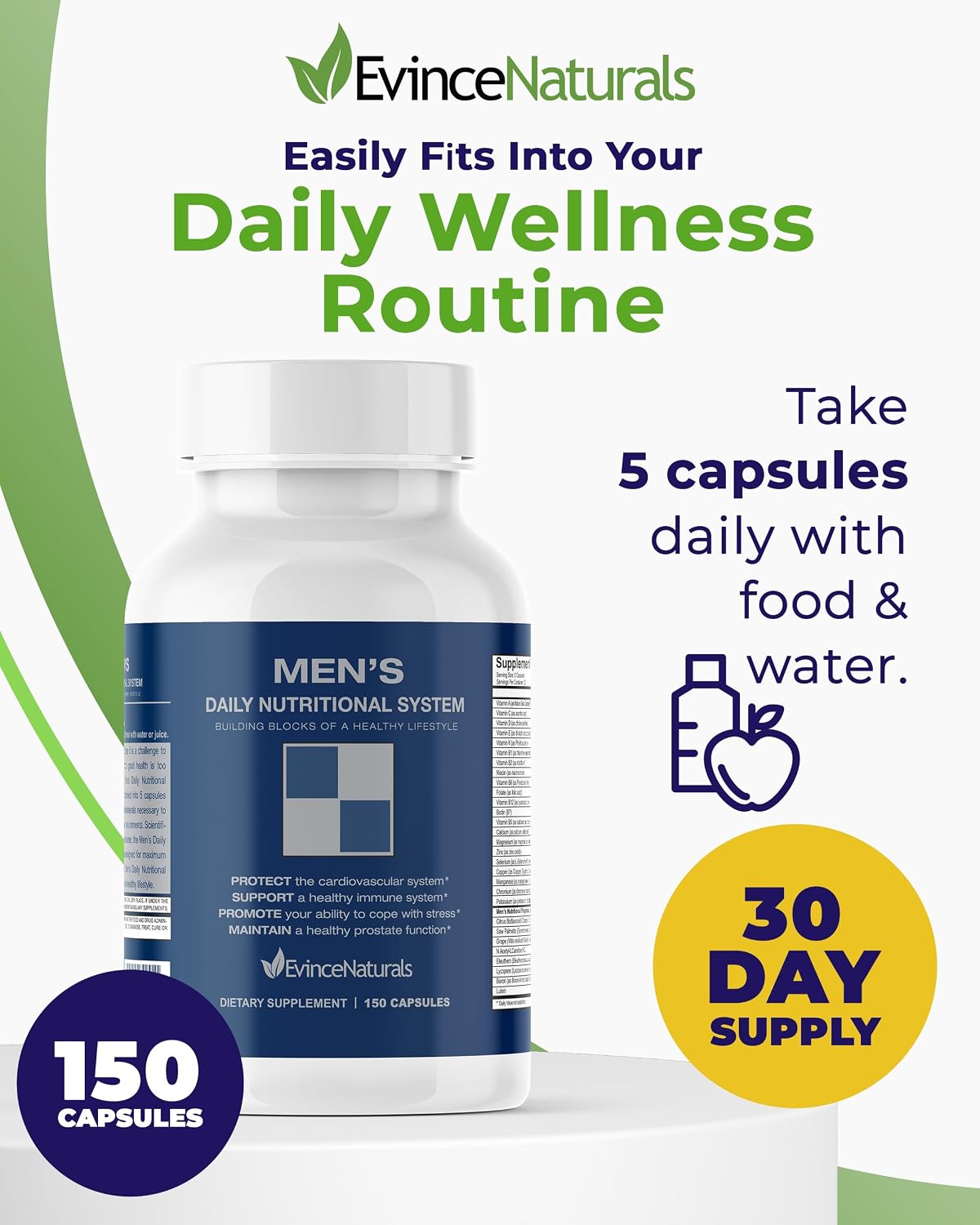 Evince Naturals Sistema Nutricional Diario para Hombres, Multivitamínico